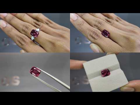 Garnet hodolite cushion cut 3.09 carats, Madagascar Video  № 1