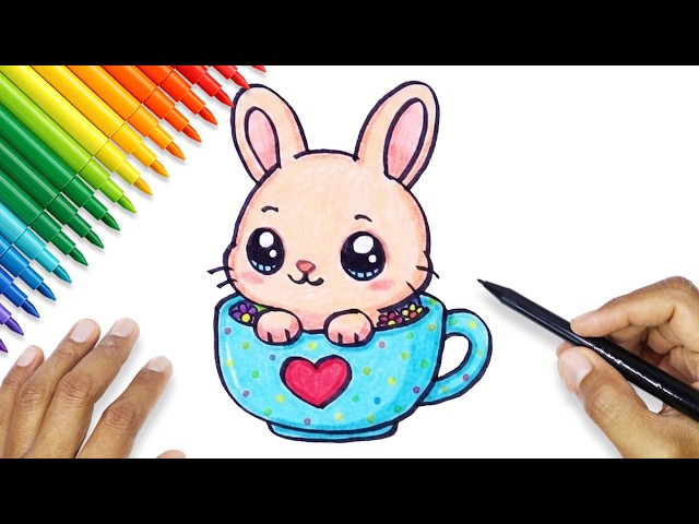 BUNNY DRAWING CUTE | HOW TO DRAW RABBIT - Videos For Kids