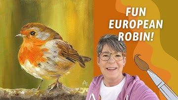 ACRYLIC European ROBIN! Drawing/painting tips, GREAT Beginner Acrylic Painting! By: Annie Troe