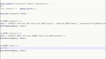 PHP Lesson 40 - Adding, Deleting, Updating, and Displaying Records from a MySQL Database