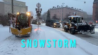 Stockholm, Sweden | Snowstorm Walking Tour 4K