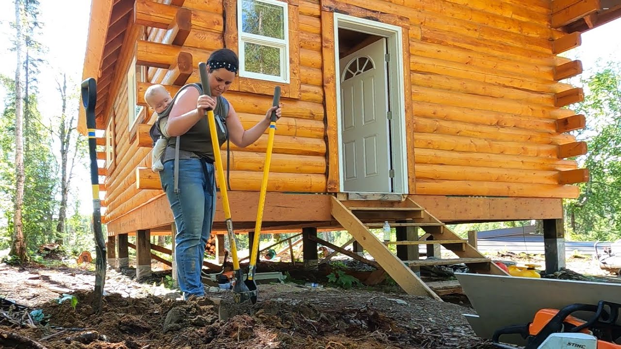 Ep 19: Off Grid Log Cabin Build | Trim, Porch Posts, & Everything In ...