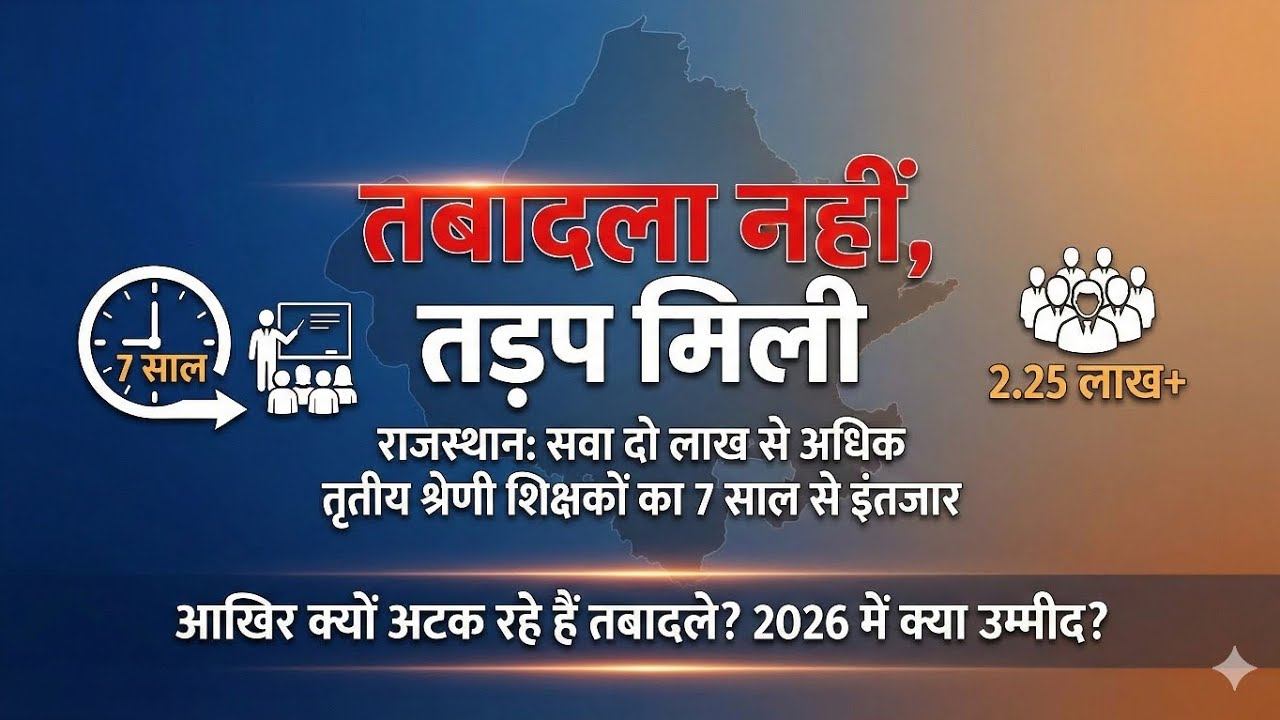 Rajasthan 3rd Grade Teacher Transfer Policy. तबादला नहीं, तड़प मिली: 7 साल से इंतजार कर रहे शिक्षक