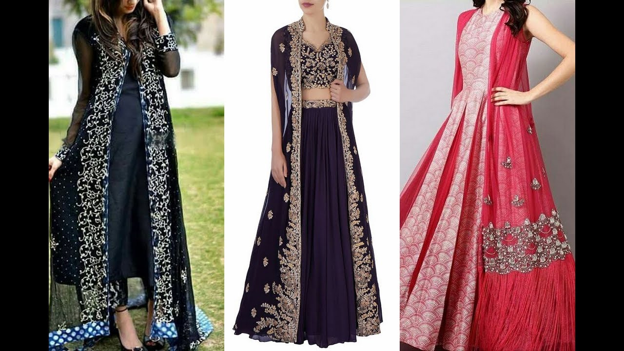 Lehenga with jacket design/Latest shrug designs/Latest shrug images/Long jacket with kurti/shrug 