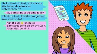 Deutsche Dialoge: Verabredungen ausmachen - Nachrichten / SMS schreiben German for beginners