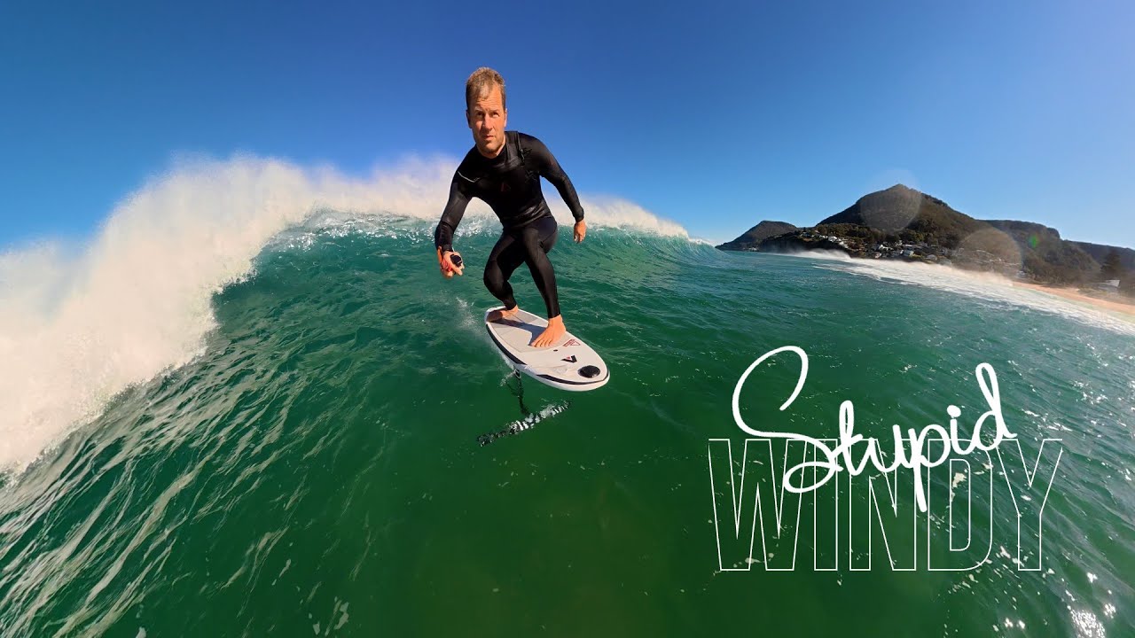 Stupid Windy — a tough session against gusty 25+ knot offshore winds.