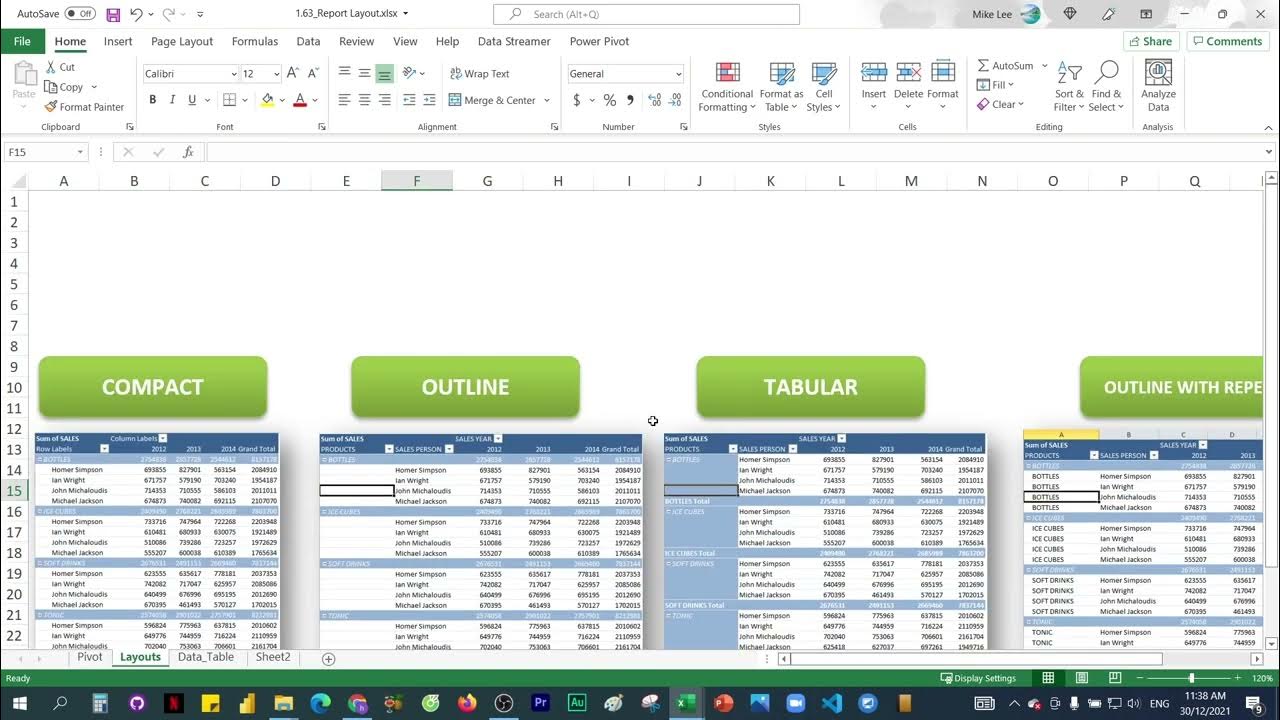 6.3. Report Layouts pivot table YouTube