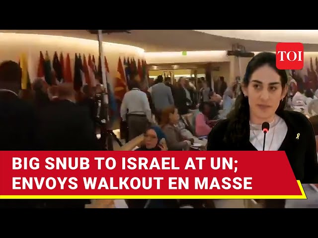 UN Envoys Storm Out Of Conference Hall As Israel Representative Begins Speech | Watch class=