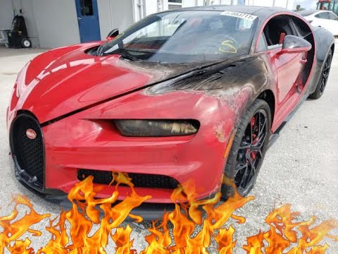 Fire Damaged Bugatti Chiron For Sale On Copart 1 Million 