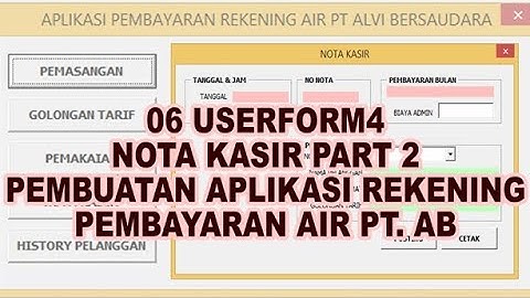 06 Userform4 Nota Kasir Part 2 VBA Excel Pembuatan Aplikasi Pembayaran Rekening Air