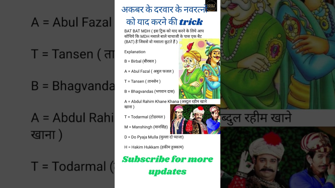 अकबर के दरवार के नवरत्न Navaratna of Akbar's court 