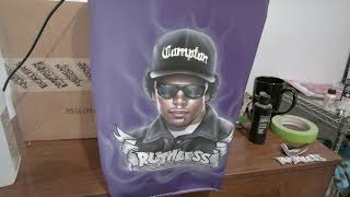 Airbrushing Eazy-E on Faux Leather - YouTube