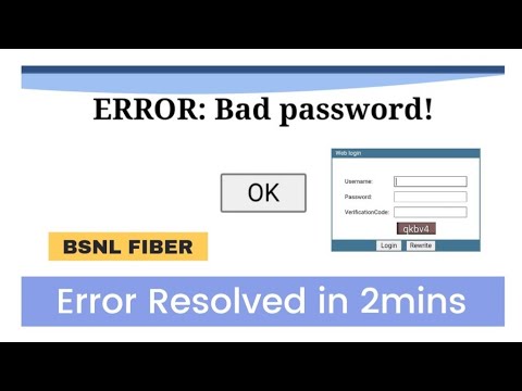 How to resolve bad password error on bsnl ftth? #fiber #bsnl # modem