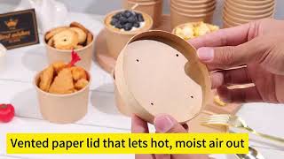 8oz Kraft Paper Soup Container with Vented Lid – Hot & Cold Food Safe, Eco-Friendly & Leak-Resistant