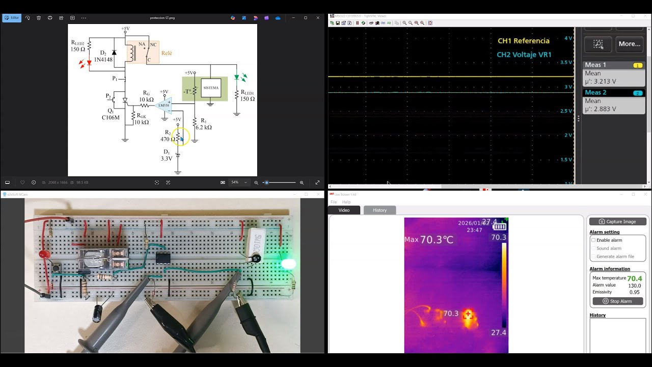 Protección térmica con NTC: circuito para 5V con apagado a 80 °C