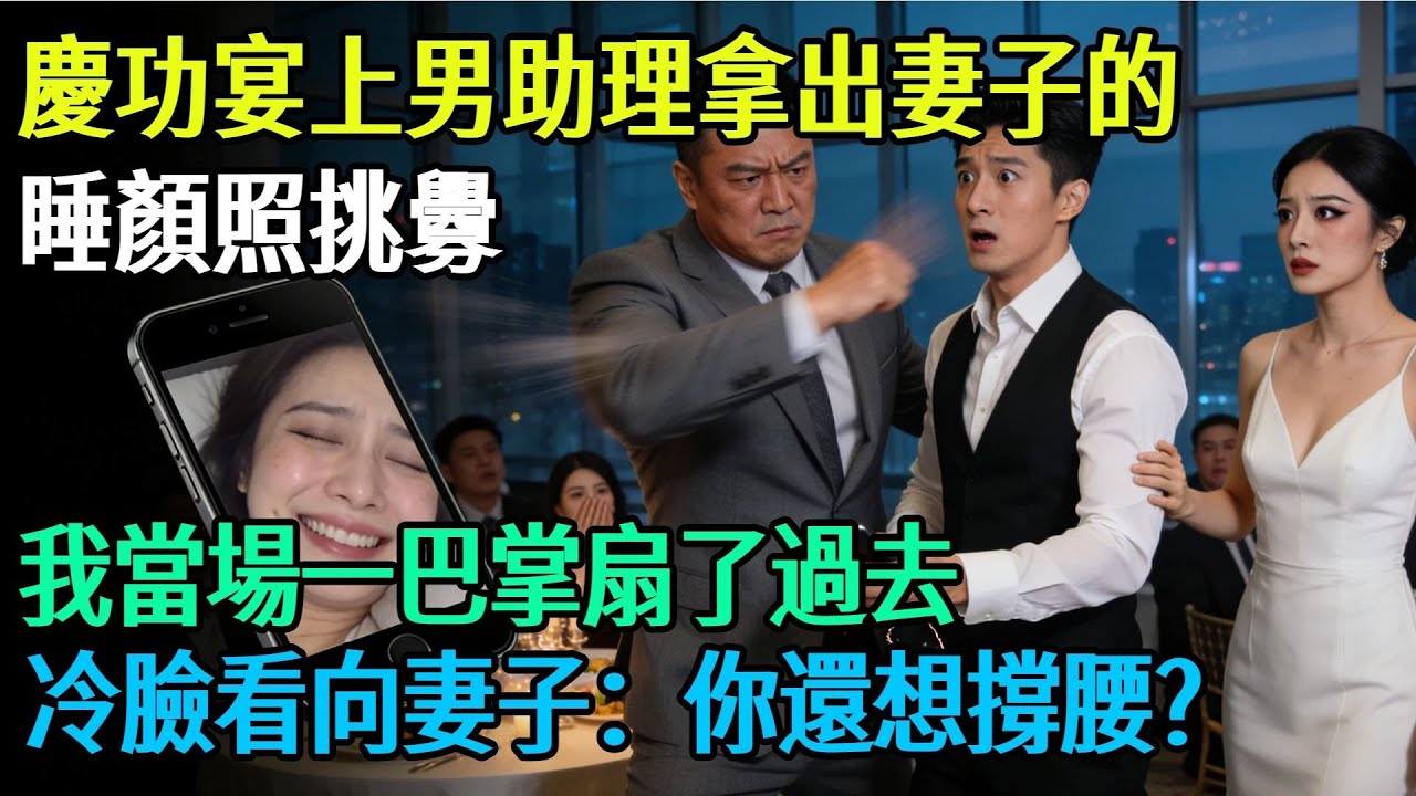 慶功宴上，男助理拿出妻子的睡顏照挑釁，我當場一巴掌扇了過去，冷臉看向妻子：你還想撐腰？#奇聞#故事#完結文