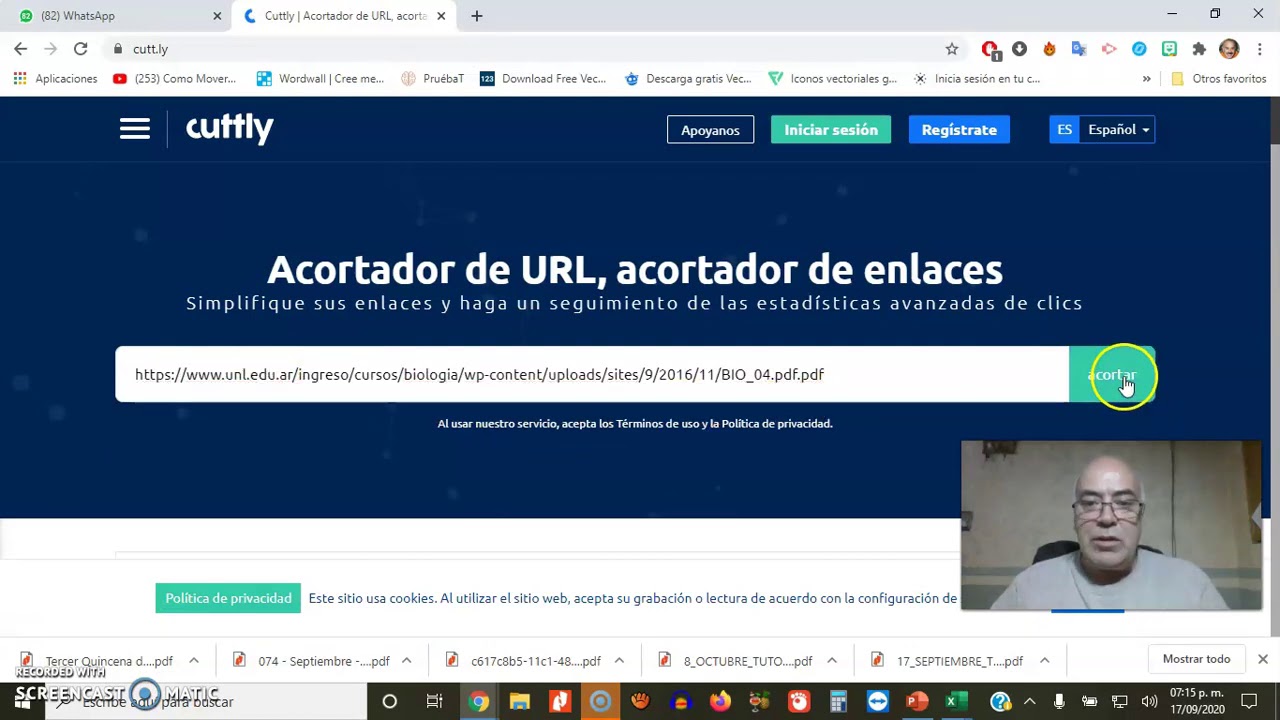 Recortar URL con cuttly