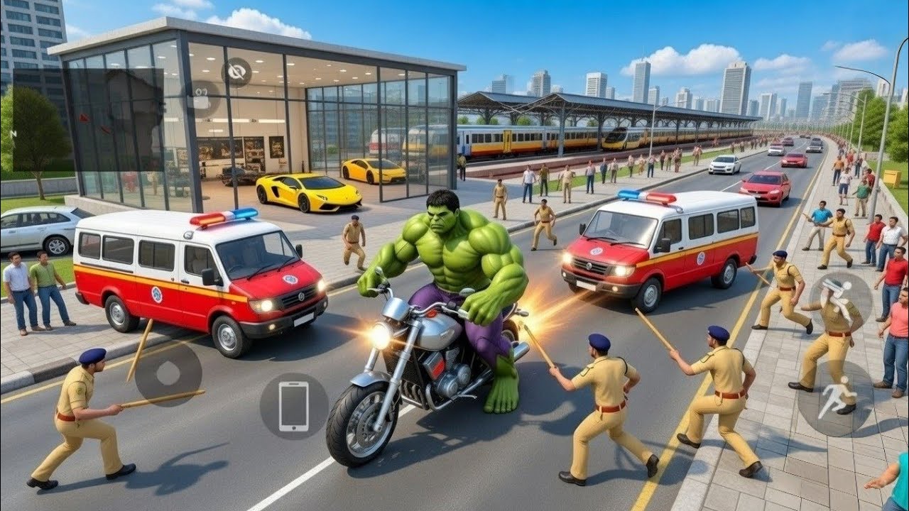 Hulk Bike Rampage to Lamborghini Chaos 🚔 Railway Station Police Fight | Indian Theft Aura Simulator