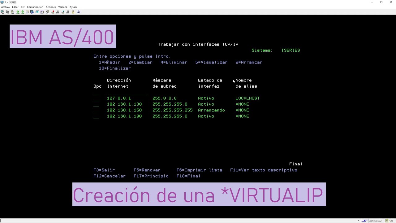 IBM AS/400: Creación de una *VIRTUALIP - YouTube