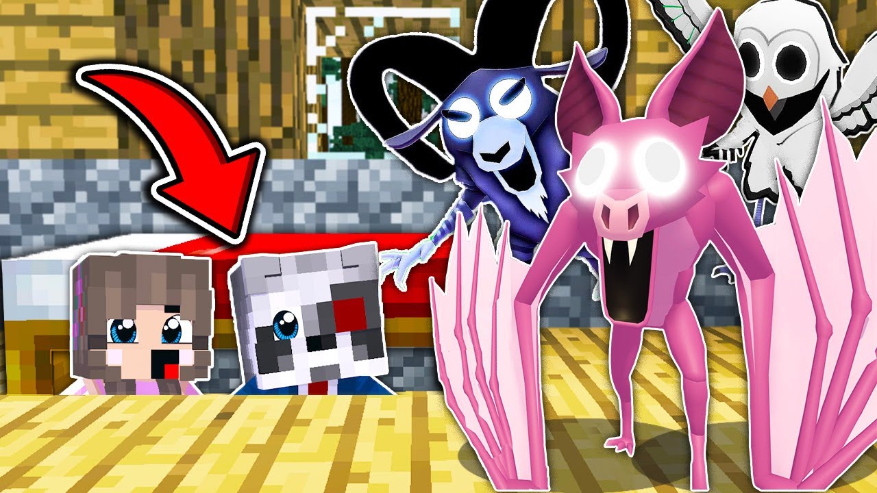 НУБ И ПРО СПРЯТАЛИСЬ ПОД КРОВАТЬЮ ОТ ВСЕХ МОНСТРОВ 99 НОЧЕЙ В ЛЕСУ в МАЙНКРАФТ БАРАН СОВА МЫШЬ ОЛЕНЬ