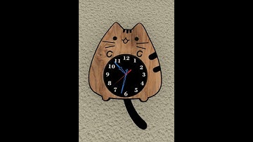 Clock #04 Wood Cat Balance Tail Jullyane