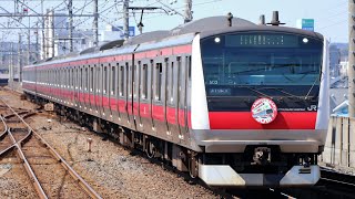 【4K】E233系5000番台ケヨ503編成 京葉線全線開業30周年ヘッドマーク車 外房線茂原駅