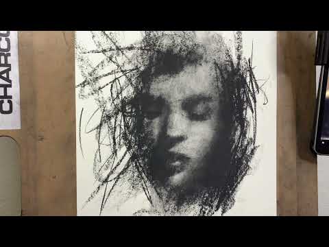 CHARCOAL DRAWING WITH ONLY A STICK OF CHARCOAL PORTRAIT TUTORIAL