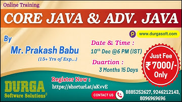 CORE JAVA & ADV. JAVA Online Training @ DURGASOFT