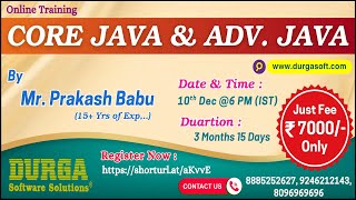 CORE JAVA &amp; ADV. JAVA Online Training @ DURGASOFT