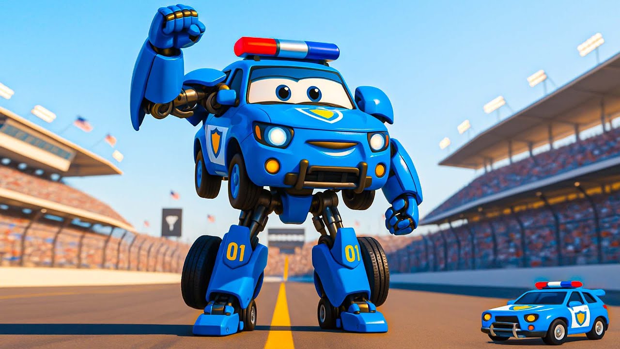 Epic Clash! ⚡🤖🚓 Robot Police Car Battles Megatron in a Cinematic War! | Funny Police Car Animation