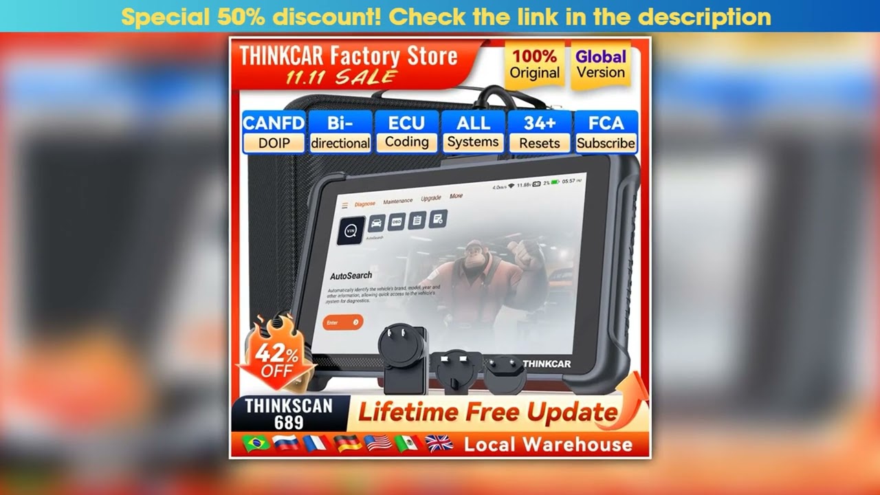 THINKCAR THINKSCAN 689 Car Diagnostic Tools CANFD DOIP Bidirectional ECU Coding 34 Resets Life