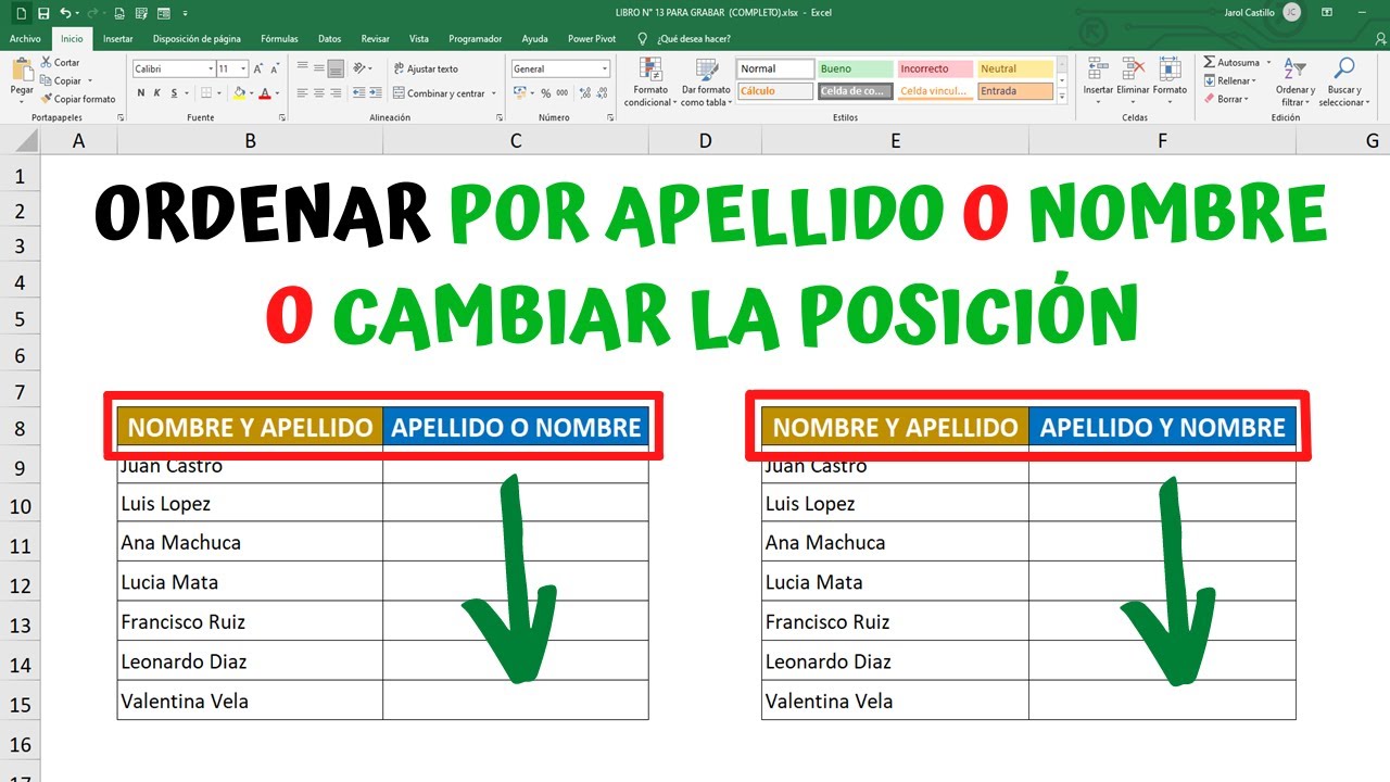 Como ordenar datos en excel