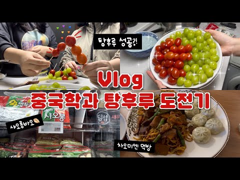vlog | 🇨🇳 중국학과 탕후루 도전기🍡 | 차오미엔🍝 | 샤오롱바오🥟 먹방