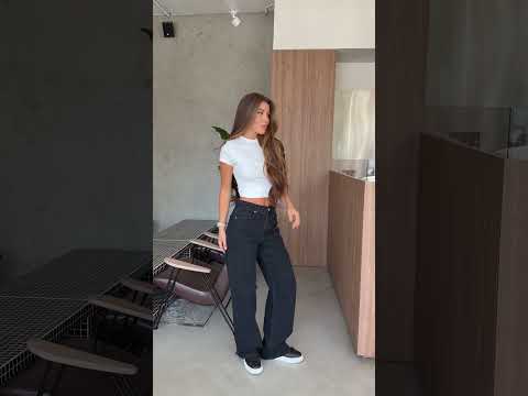 Прямые джинсы женские высокой посадки, базовые джинсы широкого свободного фасона, видео 1