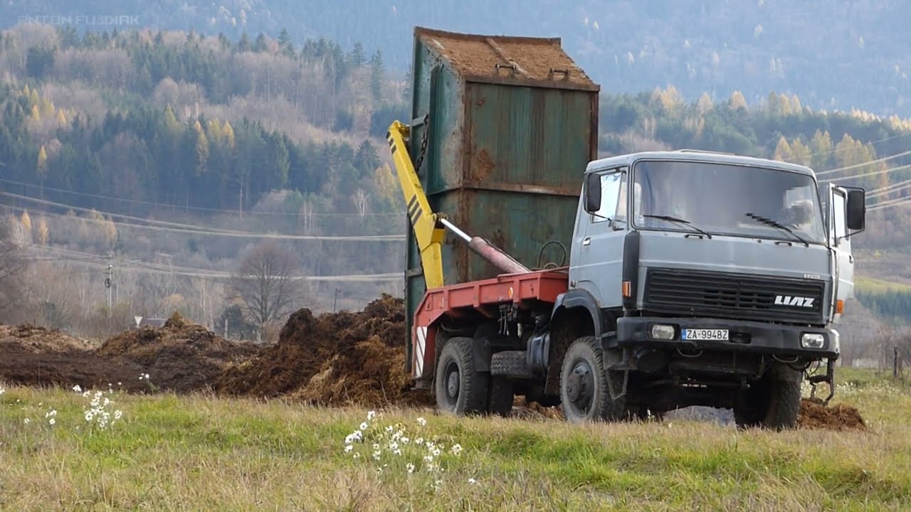 Лиаз 151.261 - цепной перевозчик контейнеров, вывоз навоза в поле