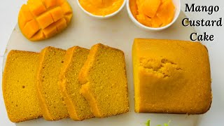 Mango Custard Cake | Eggless Mango Cake | Flavourful Food