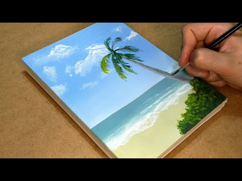 رسم سهل لمنظر طبيعي بالالوان الاكريليك