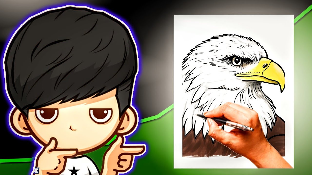 DAY 2 - eagle face drawing step by step / how draw egle