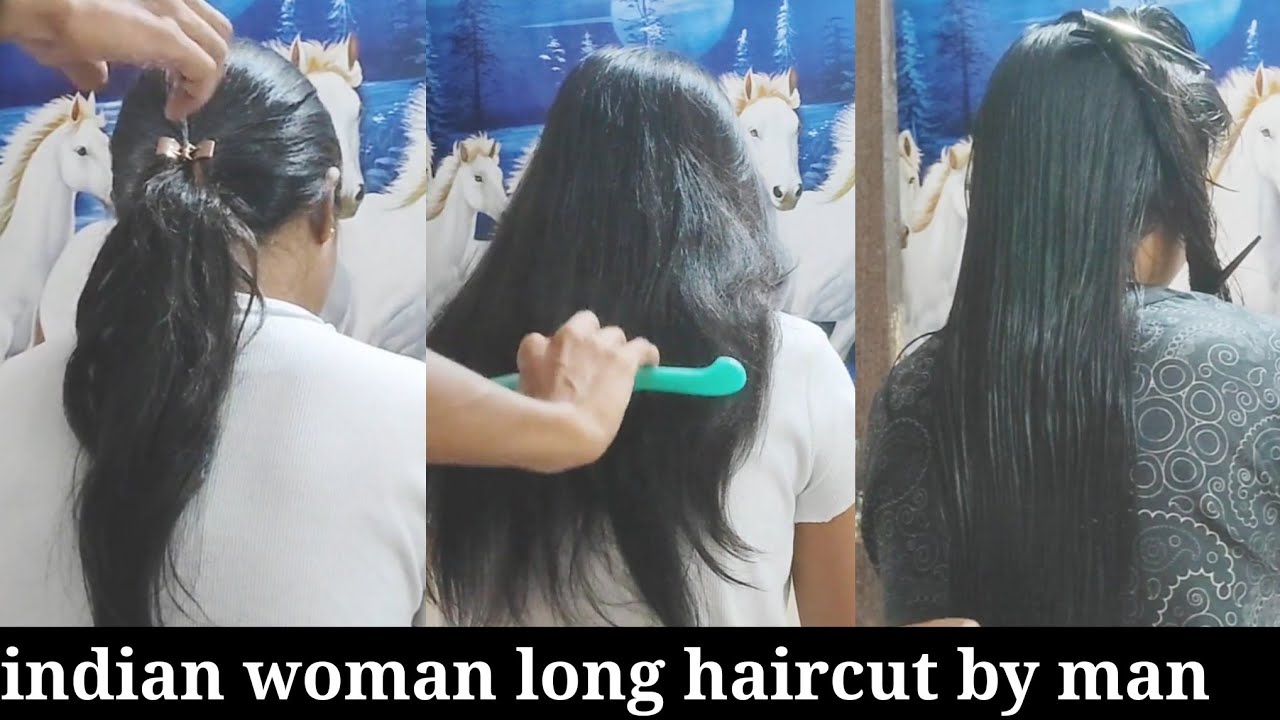 long to short indian haircut | Long layer haircut tutorial | wife long ...