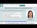 Esb webinar series  no 14  why and how to do open and reproducible research