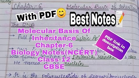 Biology Chapter-6 Molecular Basis Of Inheritance Class-12 Best Handwritten Notes(PDF) NCERT CBSE