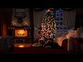 8 Hours Christmas Cabin Ambiance | Crackling Fireplace with Snow sounds | Cat & Dog