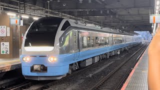 高崎車両センター及び新前橋運輸区現車訓練に伴う回送　JR東日本E653系1000番台K71編成（水色）が大宮駅7番線を発車する動画（2023.9/）