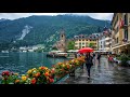 Lugano Switzerland Cloudy Walking In Most Charming City Lake Lugano 