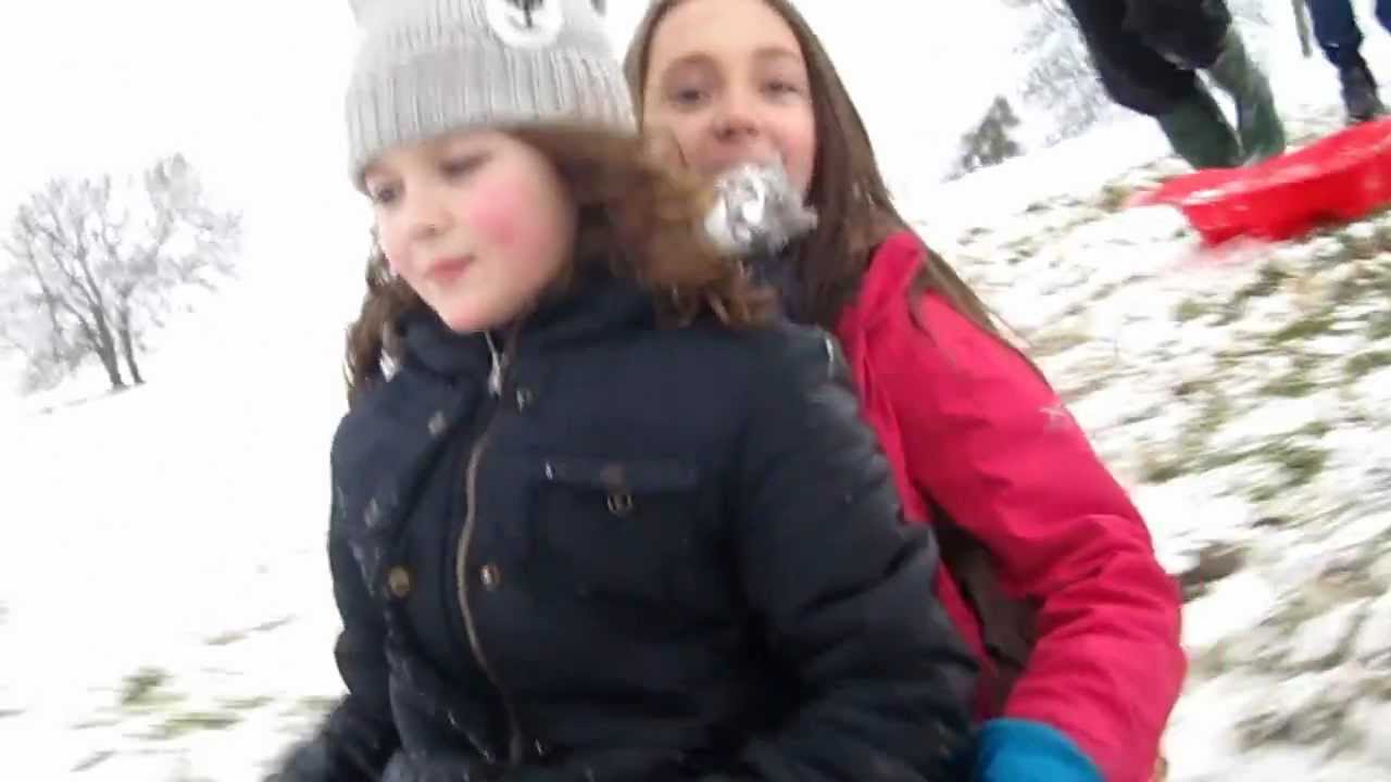 Sledging in Powick, Worcester January 2013 (Crash)
