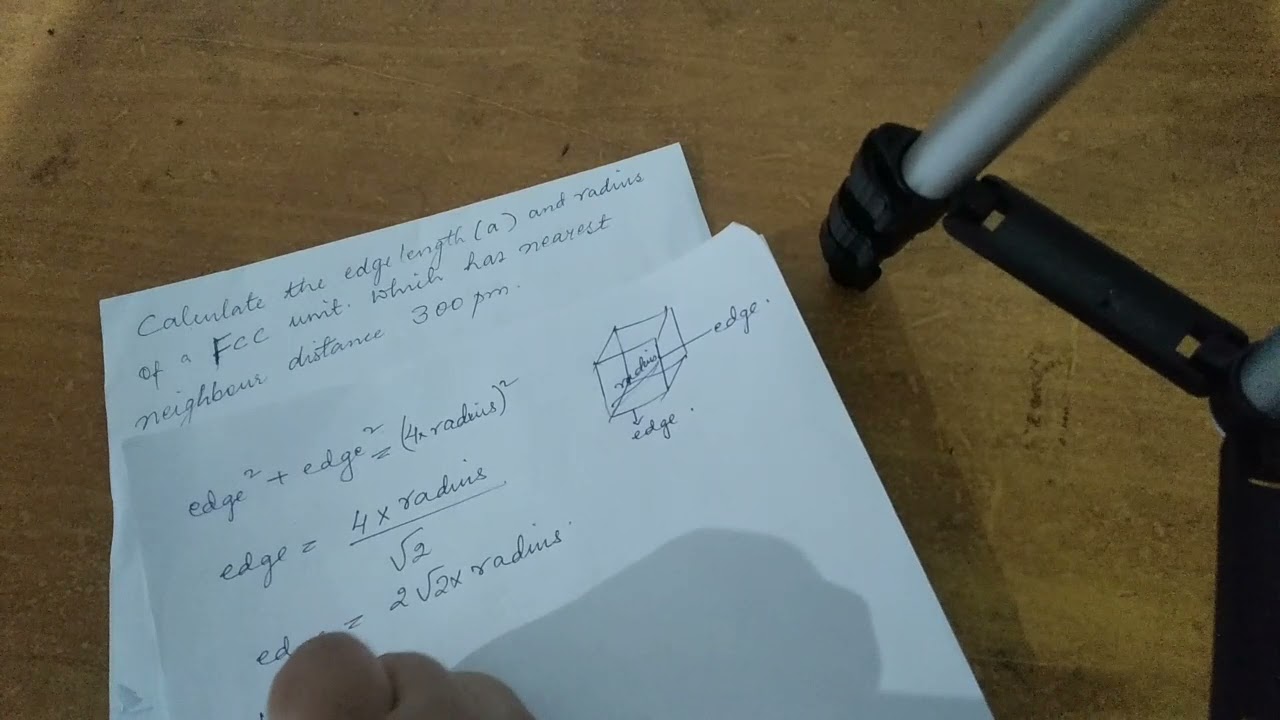 Class12: Chemistry- Numerical problem on Calculate the edge length and radius of FCC unit
