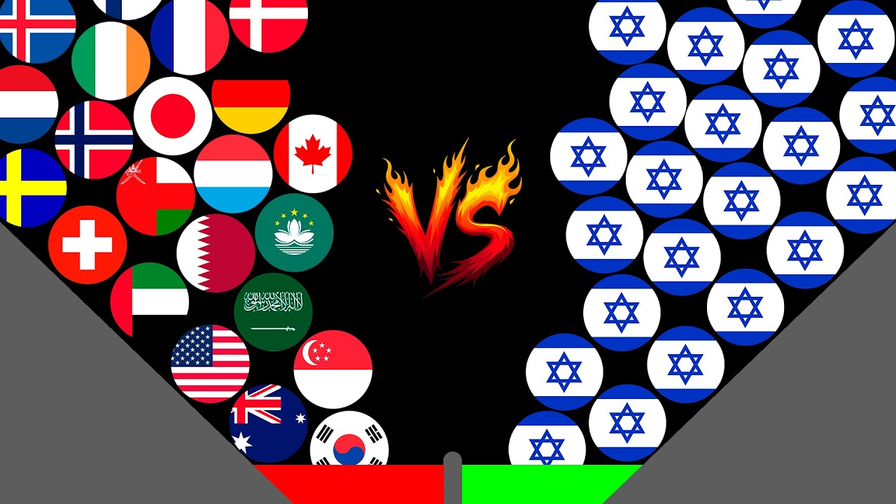 TOP 25 RICHEST COUNTRIES VS 25 ISRAEL Marble Race In Algodoo — Who Will Win?