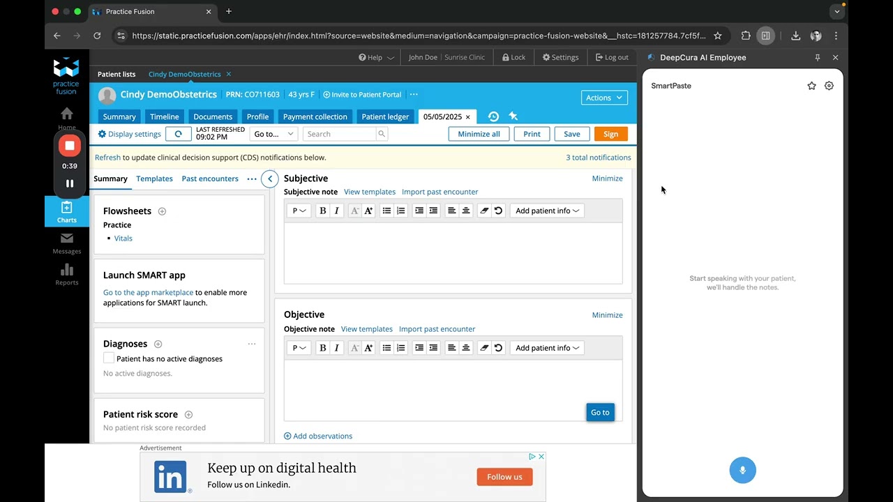 Best AI Scribe for Practice Fusion — Two-Click Demo