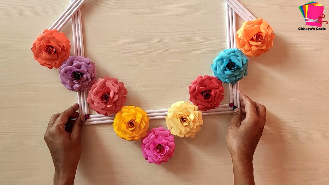 Paper Rose Flower Wall Hanging home decor ideas YouTube