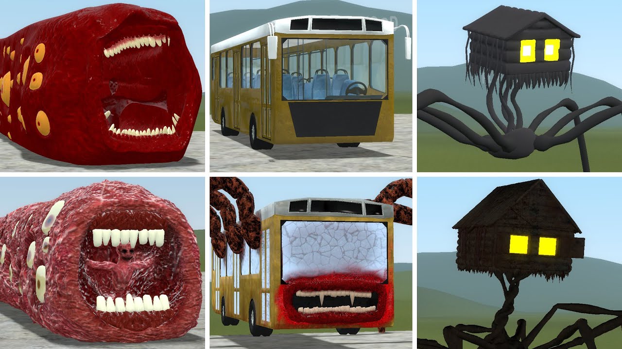 OLD AND NEW UPDATE: TRAIN EATER, BUS EATER, HOUSE HEAD VS ALL TREVOR HENDERSON BATTLE In GMOD!